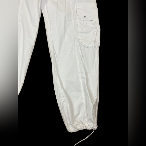Garage Juniors White Cargo Pants Size 9 Drawstring Bottom Cotton Blend Stretch - Picture 2 of 8